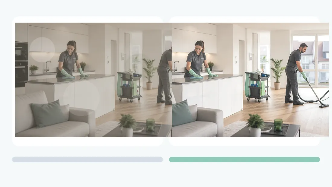Vorher-Nachher Servicebild für Reinigungsservice